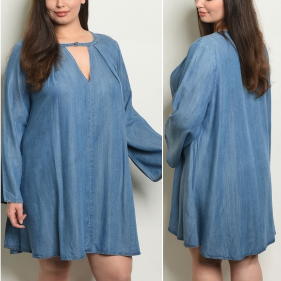 1 LEFT! 1X, 2X & 3X CHOKER DENIM DRESS! - Picture 6 of 8
